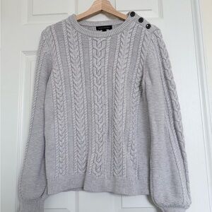 Banana Republic Light Heather Grey Cable Knit Sweater, Size M